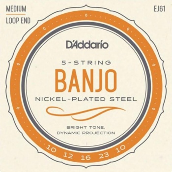 DAddario EJ61 EJ Serisi Banjo Tel Seti (Medium Tension - 10-23 - Nickel Wound)