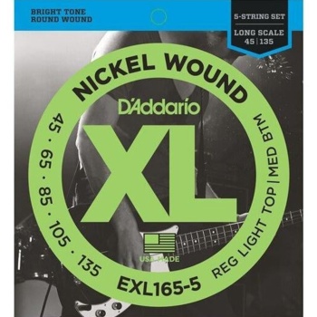DAddario EXL165-5 XL Nickel Serisi Bas Gitar Tel Seti (Long Scale - 45-135)