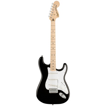 Squier 0378002506 Affinity Stratocaster Elektro Gitar (Siyah) | Akçaağaç Klavye Büyük Kafa (Headstock) ve Siyah Cila