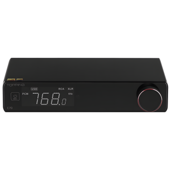 Topping Audio 01 0029 E70 DAC ES9028Pro - Siyah (Profesyonel - Hi-Fi Bluetooth DAC) | ESS Sabre ES9028Pro Amiral Gemisi Çip, XLR/RCA Çıkış, Uzaktan Kumandalı | Ölçüler: 200 x 138 x 44 mm