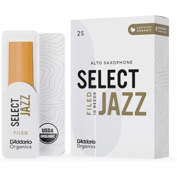 DAddario ORSF10ASX2S Organic Select Jazz Filed Alto Saksafon Kamışı No: 2 Soft (Profesyonel/Caz) - 10lu Paket | Kimyasalsız Organik Tarım Sertifikalı, Parlak ve Net Ton