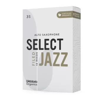 DAddario ORSF10ASX3S Organic Select Jazz Filed Alto Saksafon Kamışı No: 3 Soft (Profesyonel/Caz) - 10lu Paket | Kimyasalsız Organik Tarım Sertifikalı, Parlak ve Net Ton