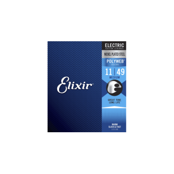 Elixir 12100 Elektro Gitar Tel Seti - Polyweb Medium (takım Tel - Kaplamalı) | Kalın Polyweb Kaplama İle Sıcak Ton Ve Pürüzsüz Çalım Hissi, Paslanmaya Karşı Maksimum Ömür | Ölçü: .011 - .049 (6lı Tam Set)