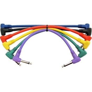 Kırlın I6-243-0,15M-6PACK Pedal Ara Kablosu (6lı Set) | 6 Farklı Renk ile Pedalboard Düzeni L Tipi Kısa Jaklar ve Net Sinyal Geçişi