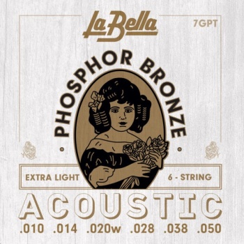 La Bella 7GPT Akustik Gitar Teli Seti (Orta Seviye - 10-50 Phosphor Bronze) | Parlak ve Sıcak Ton Karakteri, Fosfor Bronz Alaşım, Uzun Ömürlü Esnek Yapı | Ölçüler: 0.010 - 0.050 İnç Takım