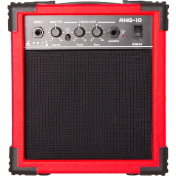 Angel ANG-10-RED 10 Watt Elektro Gitar Amfisi - Kırmızı (Başlangıç - Çalışma Amfisi) | Dinamik Overdrive Karakteri, Egzersiz ve Pratik İçin Optimize Çıkış Gücü | Ölçüler: 235 x 155 x 235 mm