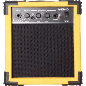 Angel ANG-10-YLW 10 Watt Elektro Gitar Amfisi - Sarı (Başlangıç - Çalışma Amfisi) | Modern Renk Tasarımı, Aux Girişi ile Müzik Üzerine Çalma İmkanı | Ölçüler: 235 x 155 x 235 mm