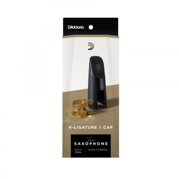 DAddario HTS1G Tenor Saksafon H-Ligature ve Kapak Seti | Altın Kaplama (Gold) Harrison Tarzı Tasarım, 4 Noktadan Eşit Baskı ile Maksimum Rezonans