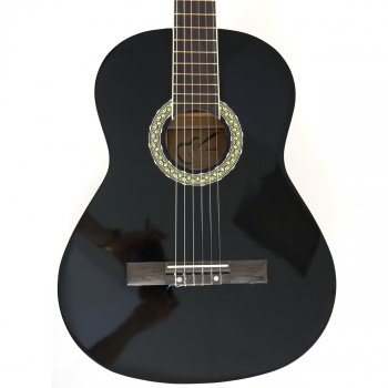 Almira MG917-BK Klasik Gitar - Siyah (Başlangıç - 4/4 Boy) | Siyah Parlak Finish, Ihlamur Ağacı Gövde, Klasik Müzik Eğitimi İçin Dengeli Tansiyon | Uyum: 4/4 (Tam Boy) Standart