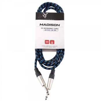Madison MIC030-3M-BBL Örgülü Gitar Kablosu (3m Siyah-Mavi) | Çizgili Tasarım Karışmayı Önler