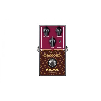 NUX NRO-6 63 Diamond Preamp-Overdrive (Üst Segment - Vox AC30 Style) | Efsanevi Vox AC30 Top Boost Tonları, Diamond Devre Tasarımı, Parlak Tizler ve Karakteristik Mid Tepkisi | Ölçüler: 122 x 72 x 47 mm