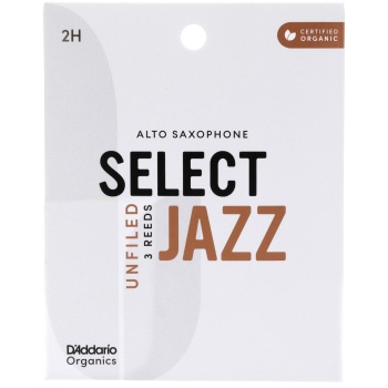 DAddario ORRS03ASX2H Organic Select Jazz Unfiled Alto Saksafon Kamışı No: 2 Hard (Profesyonel/Caz) - 3lü Paket | Kimyasalsız Organik Tarım Sertifikalı ve Üstün Projeksiyon