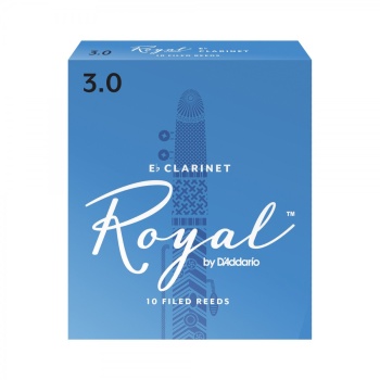 DAddario RBB1030 Royal Eb Klarnet Kamışı No: 3.0 (Profesyonel) - 10lu Paket | Küçük Klarnet İçin Dosyalı (Filed) Kesim ve Kararlı Tını
