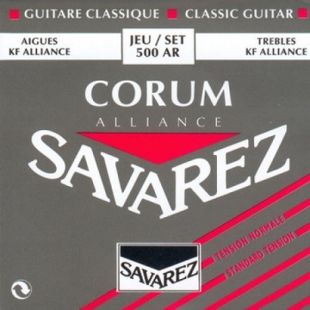 Savarez 500AR Klasik Gitar Tel Seti - Alliance Corum Red (Üst Segment - Normal Tension) | İnce Alliance Karbon Tizler, Dengeli Esneklikte Corum Baslar, Şeffaf ve Berrak Ses Karakteri | Uyum: Normal Tansiyon (Orta) Klasik Gitarlar