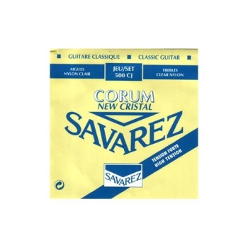 Savarez 500CJ Klasik Gitar Tel Seti - Corum Crystal Blue (Üst Segment - High Tension) | New Crystal Naylon Tizler, Corum Gelişmiş Esnek Baslar, Parlak ve Güçlü Ton Projeksiyonu | Uyum: Yüksek Tansiyon (Sert) Klasik Gitarlar