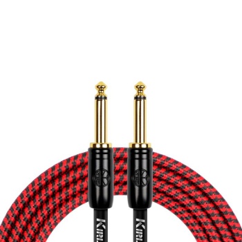 Kırlın IW-241BCG-3M-RDB Dokuma Enstrüman Kablosu (3 Metre) | Kırmızı-Siyah Örgü Kılıf ile Üstün Mekanik Dayanıklılık ve Net Tonlar