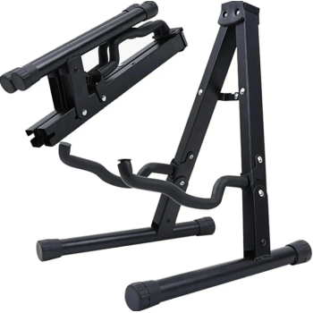 HBK J-40E Taşınabilir Siyah Gitar Sehpası | Ukulele ve Akustik Gitarlar İçin İdeal Katlanabilir Hafif Kasa ve Kaymaz Koruyucu Kollar