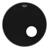 REMO P3-1022-ES-DM Powerstroke 3 Ebony Bas Davul Derisi (Profesyonel - 22 İnç Ported) | Ebony (Siyah) Finish, Kenar Kontrol Halkası, Mikrofon Kullanımı İçin Fabrika Çıkışlı Delikli | Ölçüler: 22 İnç Çap