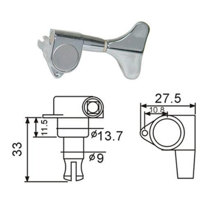 Valencia BMH7105CRR4 Bas Gitar Burgu Seti - 4 Sağ - Krom (Orta/Profesyonel Seviye) | Standart Açık Tip Mekanizma, Hassas Akort Kararlılığı ve Dayanıklı Metal Gövde