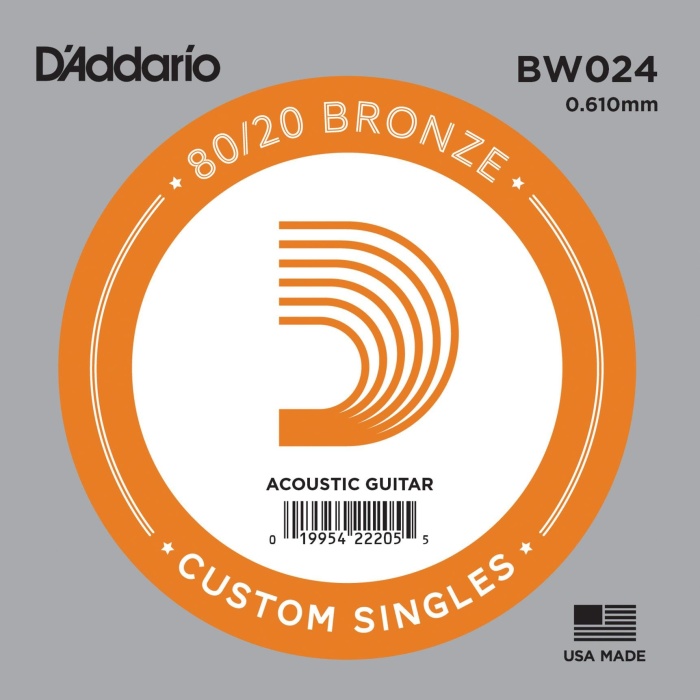 DAddario BW024 Akustik Gitar Tek Tel (G-Sol - 80/20 Bronze)