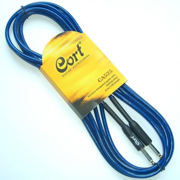 Cort CA525BL Noisless Enstrüman Kablosu | Gürültüsüz Gitar Kablosu - 5m / Şeffaf Mavi