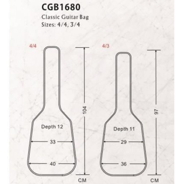 Valencia CGB1680 Klasik Gitar Kılıfı (Lüks) | 600D Kumaş - Kalın Ped - Renkli Detaylar