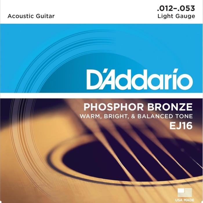 DAddario EJ16 Phosphor Bronze Serisi Akustik Gitar Tel Seti (12-53 - Phosphor Bronze)