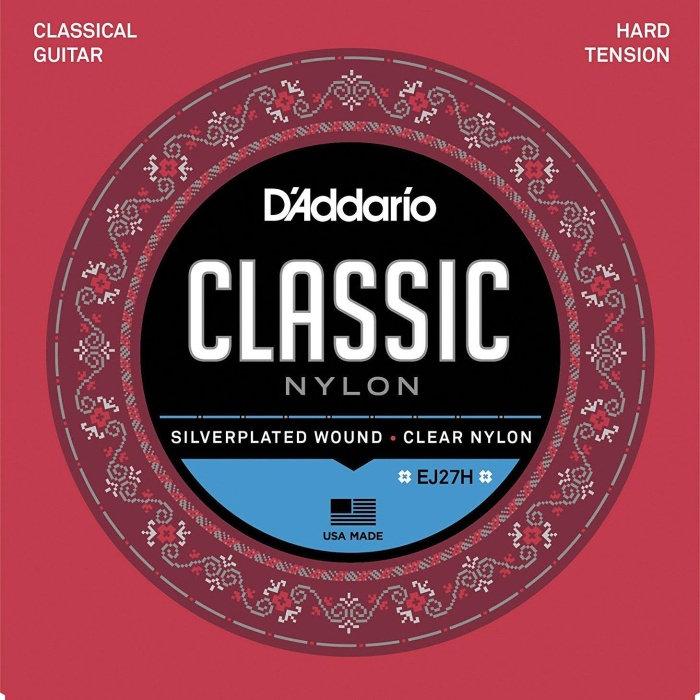 DAddario EJ27H Classics Serisi Klasik Gitar Tel Seti (4/4 Ölçek - Hard Tension - Gümüş Sarım)