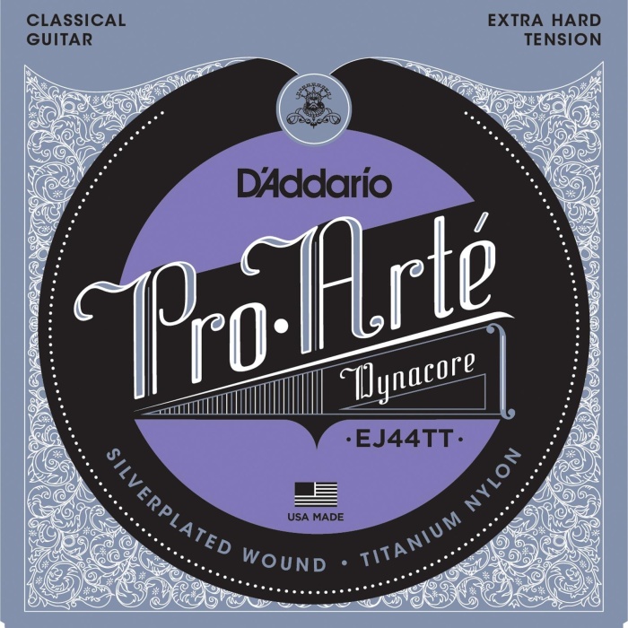 DAddario EJ44TT Pro-Arte Dynacore Klasik Gitar Tel Seti - Ekstra Sert Tansiyon (Profesyonel) | Titanyum Üst Teller, Kompozit Çekirdek ve Modern Parlak Karakter