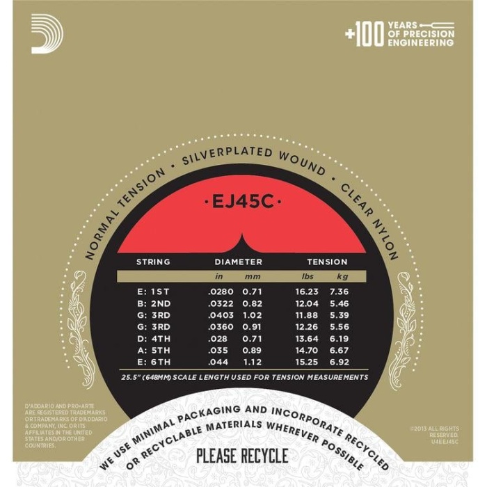 DAddario EJ45C Pro-Arte Serisi Klasik Gitar Tel Seti (Normal Tension)