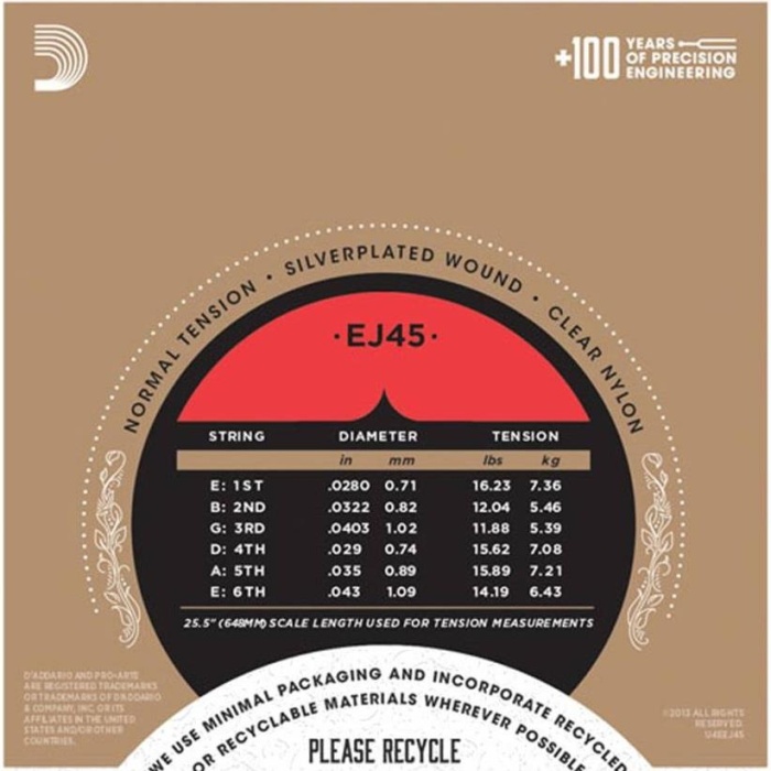 DAddario EJ45 Pro-Arte Serisi Klasik Gitar Tel Seti (Normal Tension - Gümüş Sarım)