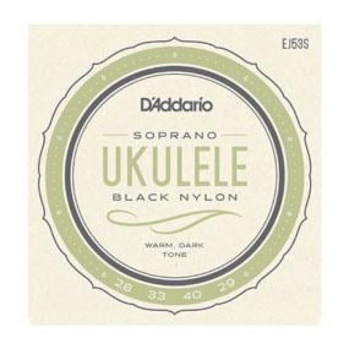 DAddario EJ53S Soprano Ukulele Tel Seti - Siyah Naylon (Profesyonel) | Pürüzsüz Dokulu Siyah Naylon, Sıcak Akustik Tını ve Soprano Boyutlarla Tam Uyum