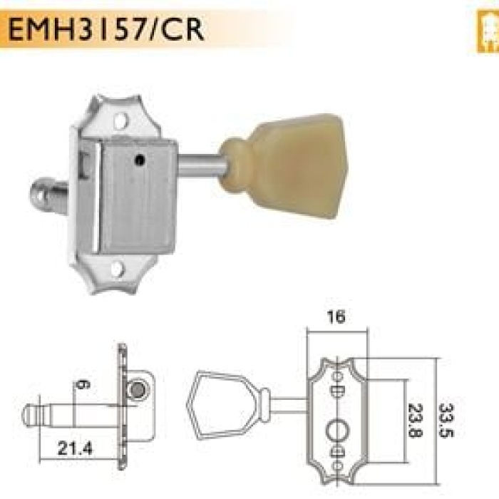 Valencia EMH3157CRR3L3 Klasik Başlıklı Elektro Burgu (3+3) | Özel Tasarım - Krom - Geniş Başlık