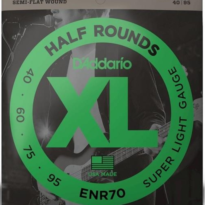 DAddario ENR70 XL Half Rounds Bas Gitar Tel Seti - 45-100 Regular Light (Profesyonel) | Paslanmaz Çelik Üzerine Taşlanmış Pürüzsüz Yüzey, Sıcak Tonlar ve Parmak Gürültüsünü Azaltan Yapı
