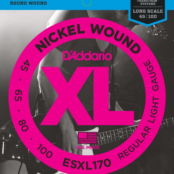 DAddario ESXL170 XL Nickel Wound Steinberger Bas Gitar Tel Seti - 45-100 (Profesyonel) | Çift Taraflı Top (Double Ball End), Nikel Sargı ve Steinberger Sistemlerle Tam Uyum