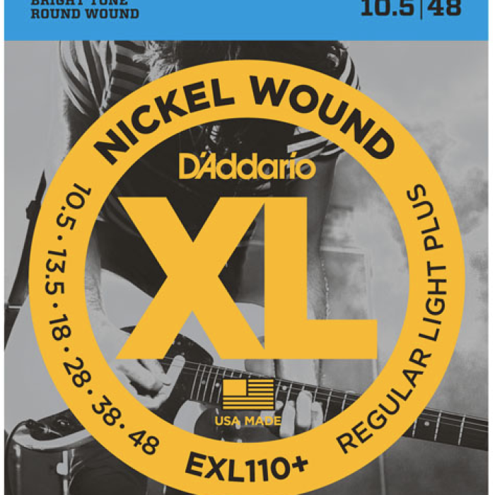 DAddario EXL110+ XL Nickel Wound Elektro Gitar Tel Seti - 10.5-48 Regular Light Plus (Profesyonel) | Ara Ölçü Esnekliği, Parlak Ton Karakteri ve Mükemmel Manyetik Çıkış