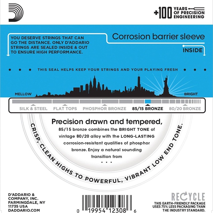 DAddario EZ910 EZ Serisi Akustik Gitar Tel Seti (Light - 85/15 Bronze - 11-52)