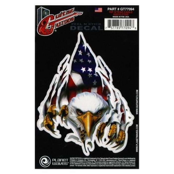 Planet Waves GT77094 Gitar Tattoo Rip N Tear Eagle Sticker | Kolay Uygulanır - İz Bırakmaz - Şık Tasarım