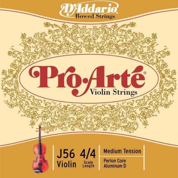 DAddario J56 Pro-Arté Keman Tel Seti (4/4) | Naylon Özlü Yumuşak Tını Neme Karşı Toleranslı Yapı ve Konforlu Parmak Tuşesi