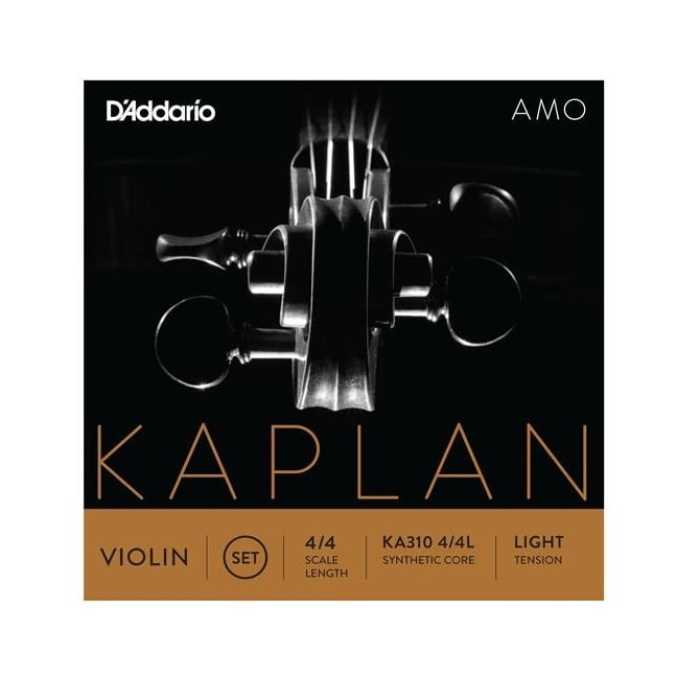 DAddario KA310L Kaplan Amo 4/4 Tam Boy Keman Tel Seti - Light Tansiyon (Profesyonel) | Hafif Tansiyon, Yumuşak Çalım Hissiyatı, Parlak Ton Karakteri ve Hassas Yay Tepkisi
