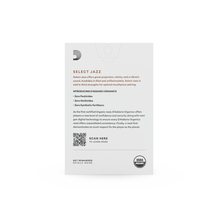 DAddario Woodwinds Organic Select Jazz Unfiled Alto Saksafon Kamışı No:3 Medium