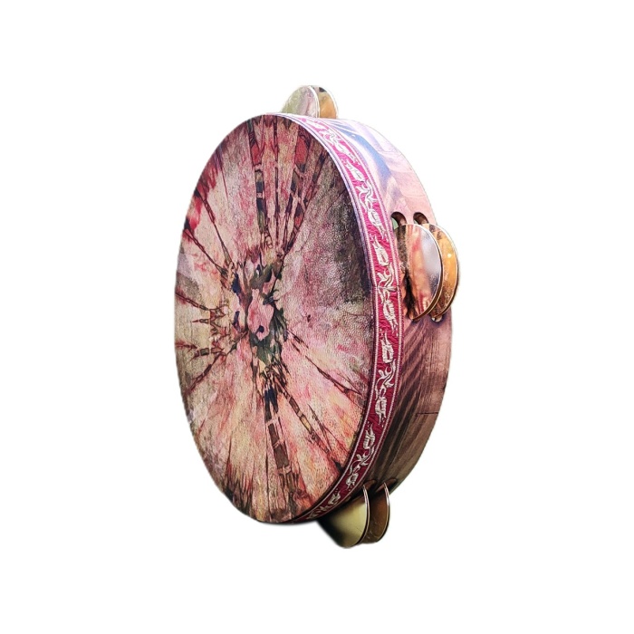 Tef Sarı Metal Zilli Ebru Desenli Derili 28 cm DZDSE28