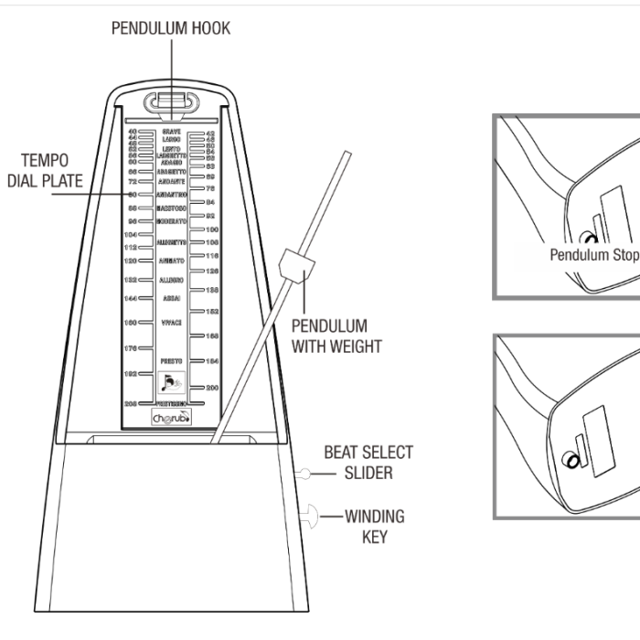 CHERUB WSM-305WH MEKANİK METRONOM, BEYAZ