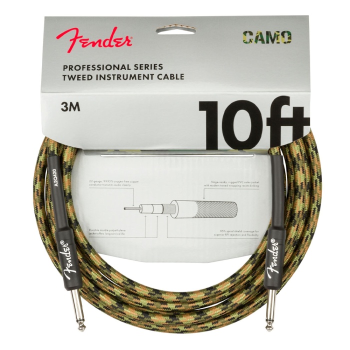 Fender Professional Düz/Düz Uçlu 3m Woodland Camo Enstrüman Kablosu