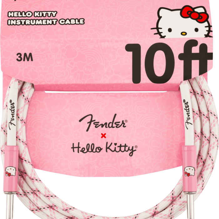 Fender x Hello Kitty 3m White Pink Woven Enstrüman Kablosu