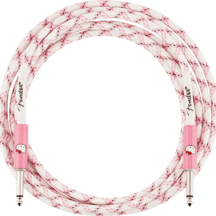 Fender x Hello Kitty 3m White Pink Woven Enstrüman Kablosu