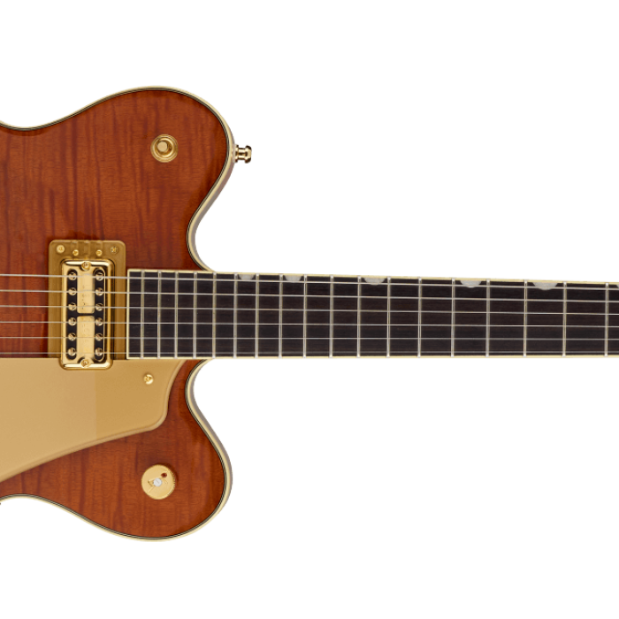 Gretsch Limited Edition Electromatic Flame Okoume Broadkaster Center Block Double Cut w/Bigsby Roundup Orange Elektro Gitar