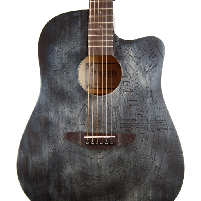 Segovia SGA41SL Akustik Gitar (Otantik Siyah) | Dengeli Ses Projeksiyonu, Dayanıklı Ihlamur Gövde, Modern Tasarım