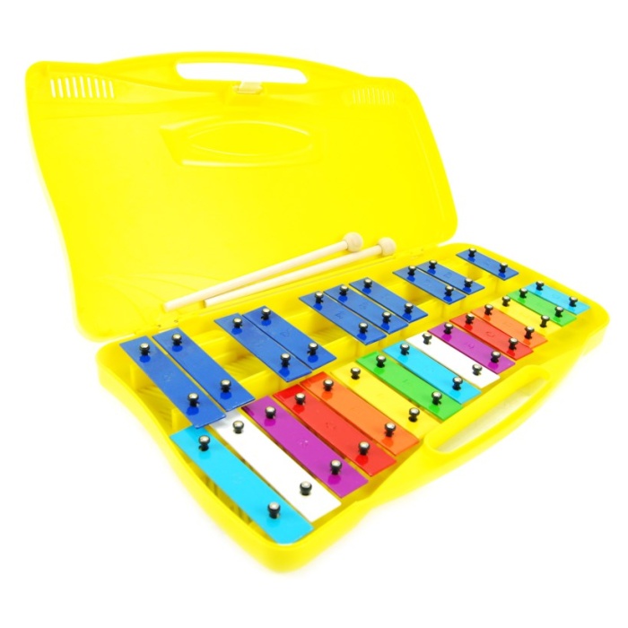Sesenta SSM25YL Metalofon (Sarı - Çantalı) | Parlak ve Net Tını, Renkli Tuşlar, Eğitici Okul Çalgısı