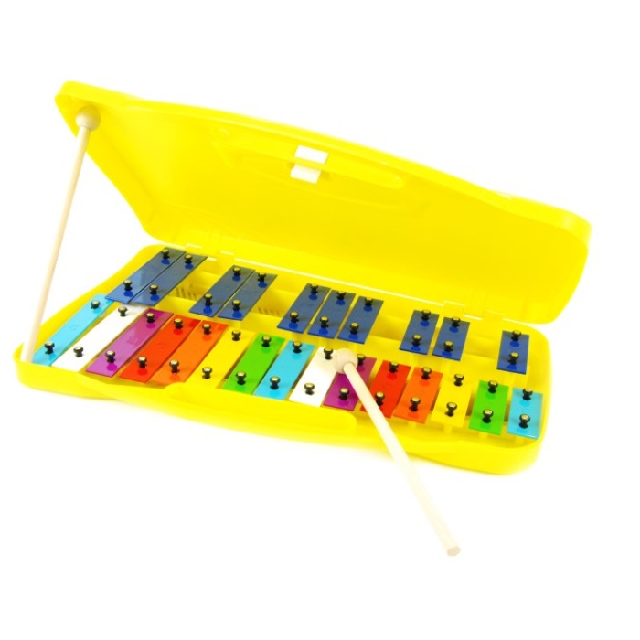 Sesenta SSM25YL Metalofon (Sarı - Çantalı) | Parlak ve Net Tını, Renkli Tuşlar, Eğitici Okul Çalgısı